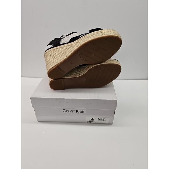 Calvin Klein Womens Elory Platform Wedge Heel Espadrille Sandal Black Sz 9.5M - Picture 9 of 10